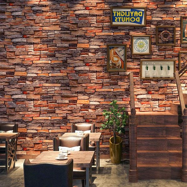 

wallpapers 3ddiy retro brick pattern wallpaper self-adhesive imitation red chinese restaurant wall sticker industrial style