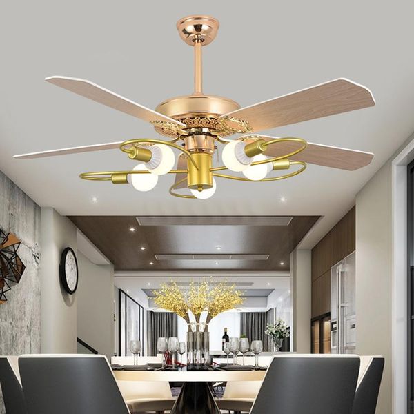 

ceiling fans american retro led energy-saving frequency conversion stealth fan light living room dining acrylic silent