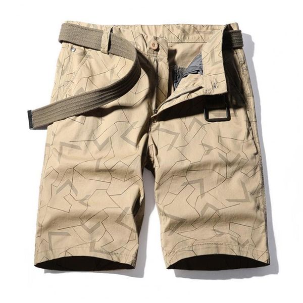 

men's shorts print knee length men breathable multi pockets straight sweat streetwear, White;black