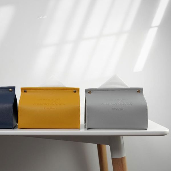 

tissue boxes & napkins cute creative storage pumping box nordic wind pu leather flat mouth durable luxury office home