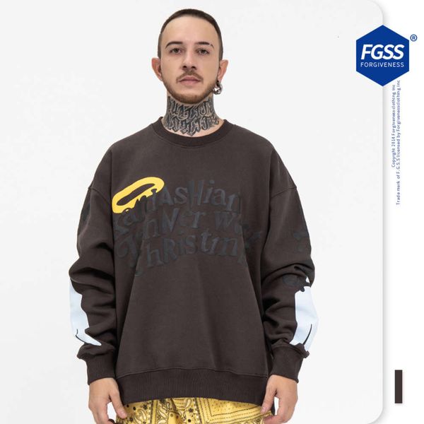 

fgss men's clothing autumn and winter 2020 new fashion brand hip hop kanyegao street angel wings printed loose sweater men, Black