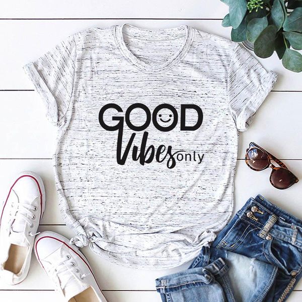 

women's t-shirt womens cotton graphic tees female clothes streetwear woman oversized short sleeve shirts good vibes print shirt, White
