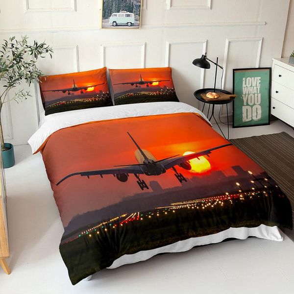 

bedding sets 3d print duvet cover flying airplane pattern double bedspread with pillowcases fabic decor for bedroom