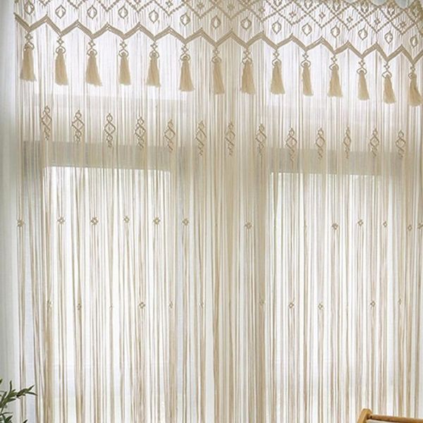 

tapestries bohemian hand woven tassel curtain home indoor wedding decor window door knitted wall hanging macrame