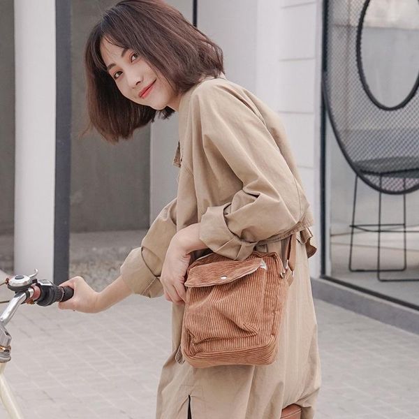 

waist bags winter women corduroy flap bag female canvas cloth zipper shoulder & crossbody preppy style phone coin money for girls