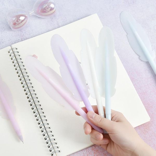 

gel pens 4pcs creative soft feather 0.5mm black ink silicone ballpoint writing signature gift office school student supply h6694