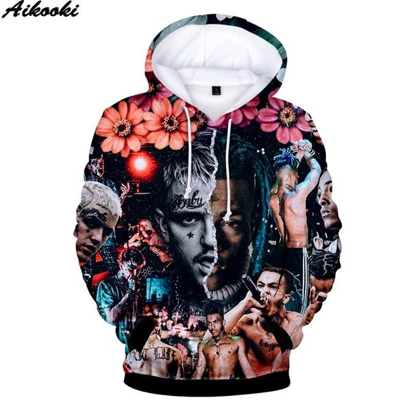 

men's hoodies & sweatshirts funny 3d volledige print xxxtentacion jongens/meisjes koop winter lil peep sweatshir, Black