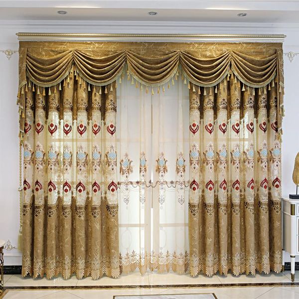

curtain & drapes modern chinese hollow embroidered curtains chenille for living room bedroom villa shading european tulle valance custom