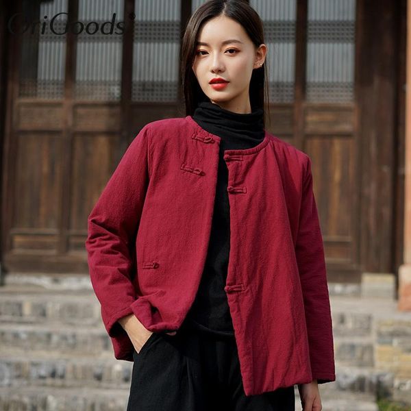 

women's down & parkas origoods winter coat women chinese style quilted thick warm jackets outwear vintage loose cotton female c304, Black