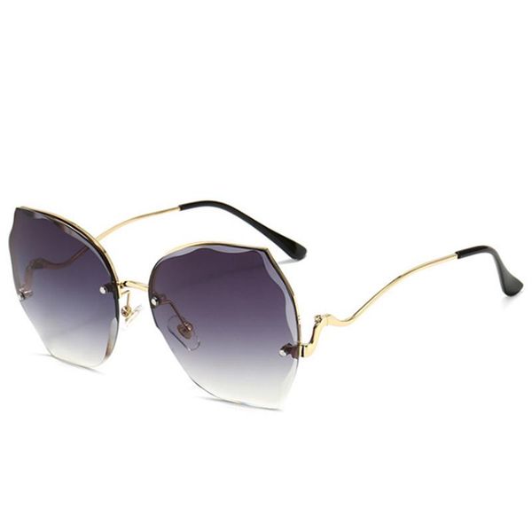 

sunglasses rimless women 2021 luxury oversized sun glasses ladies vintage gradient sunglass curved temple uv400, White;black