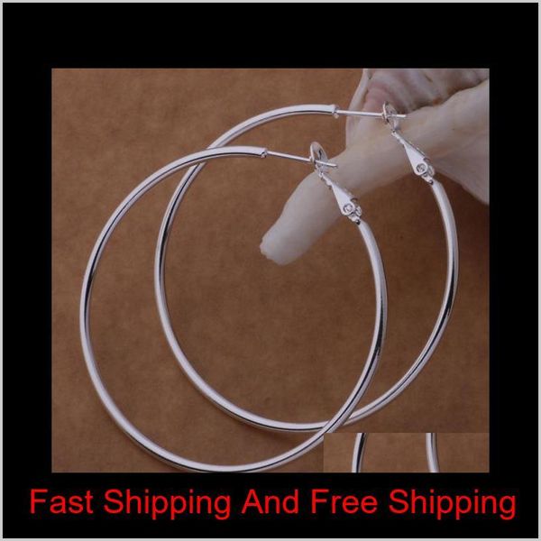

925 sterling silver hoop earrings large diameter 5-8cm fashion party jewelry pretty cute christmas gift shipping y0mxj u1gi3, Golden;silver