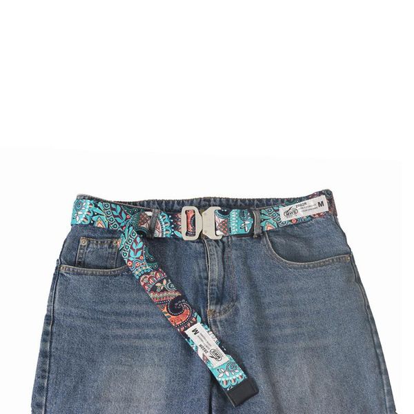 

belts fashion lengthen men's women's metal buckle canvas double-sided pattern decoration versatile casual jeans couple, Black;brown