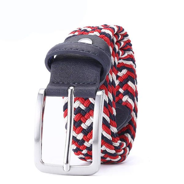 

belts woven elastic band non-hole men's and women's pin buckle fashion pants belt, Black;brown