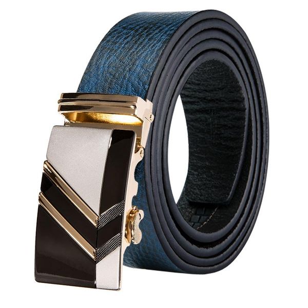 

belts designer casual jeans belt for mens metal automatic buckle gold blue men's cowskin real leather, Black;brown