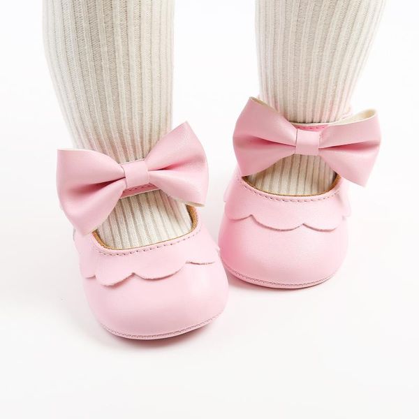

cute bow soft leather anti slip baby shoes toddlers rubber sole first walkers boys girls moccasins newborn crib shoes prewalkers