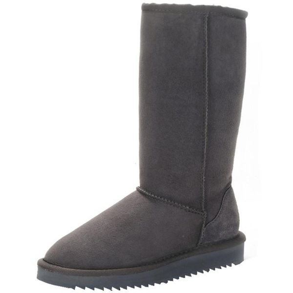 

boots high 100% genuine sheepskin shoes women winter women's snow flats, Black