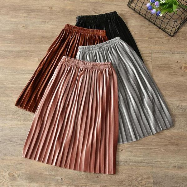 

skirts 2021 spring autumn winter bottoming children velvet skirt kids pleated baby toddlers clothes philabeg girls long, Blue