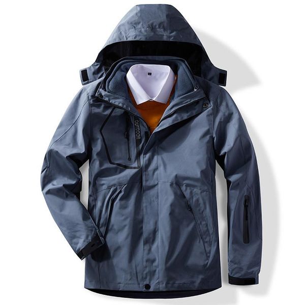 

men's jackets three-in-one winter jacket fleece thick coat plus size leisure outdoor fashion outerwear mountaineering clothing, Black;brown