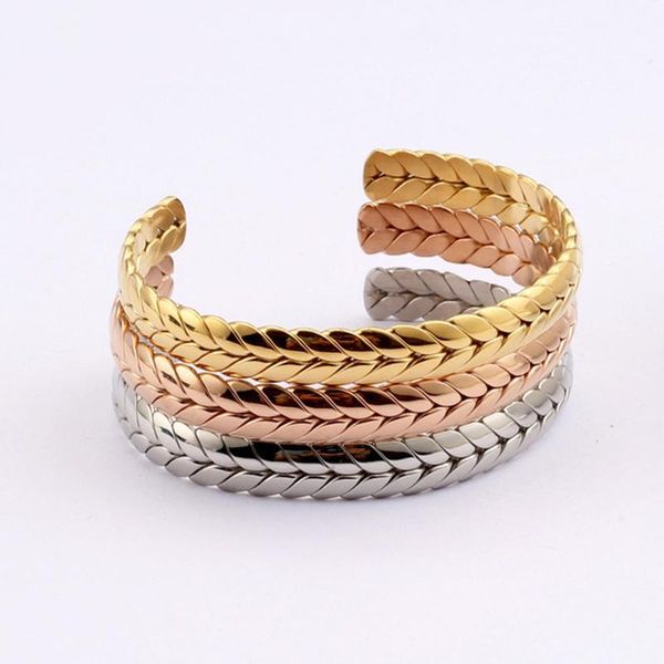 

bangle 10pcs/lot punk hip hop novelty stainless steel wheat ears cuff open adjustable bangles for women's men's lovers fashion jew, Black