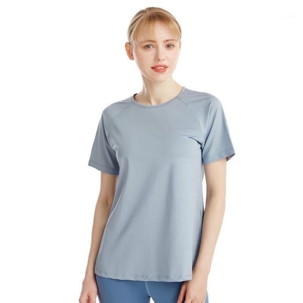 

yoga outfit large size sports t-shirt female loose covering meat slim fitness short sleeves light running quick-drying clothing