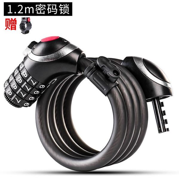

bike locks anti-theft mountain lock steel cable bicycle accessories with lamp