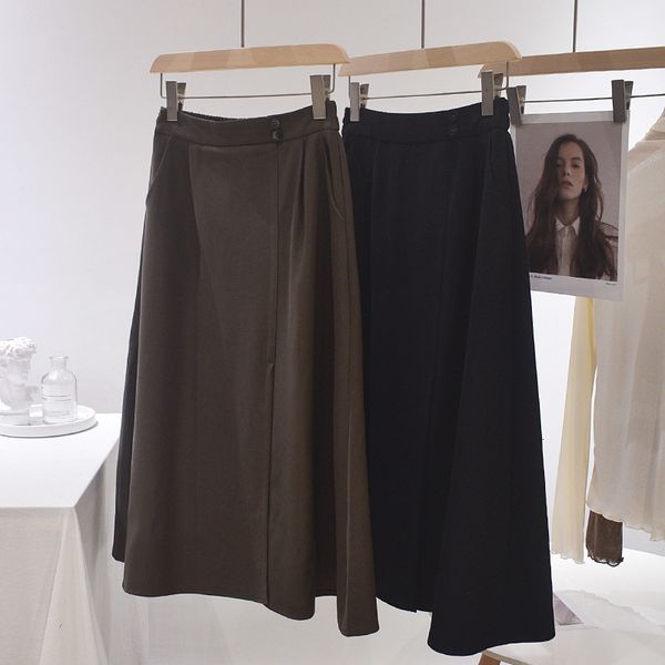 

skirts good version temperament suit autumn and winter 2021 high waist thin medium length a-line skirt, Black