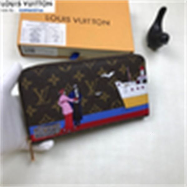 

pouches brand designer luxury phone m62132 printed wallet key brown flower women holders real leather long card wallets chain wallet cases p, Red;black