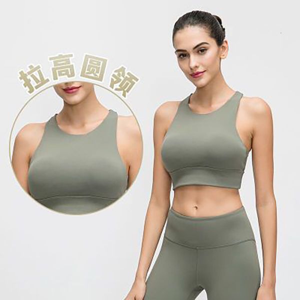 

tracksuits luxury women's wearlulu lemon same high collar bra triangle hollow back gathered yoga sports underwear women, Gray