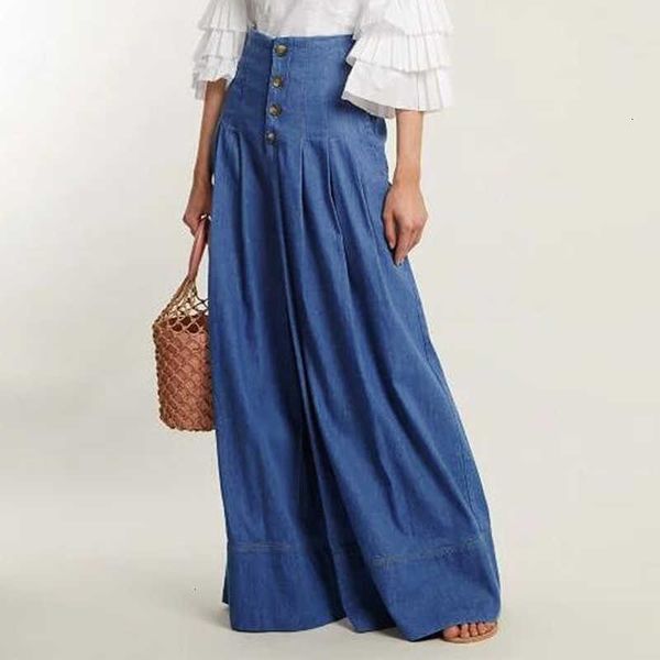 

women's pants & capris capris trousers for women high waist vonda fashion long solid ol wide leg female palazzo pantalon plus rt72, Black;white