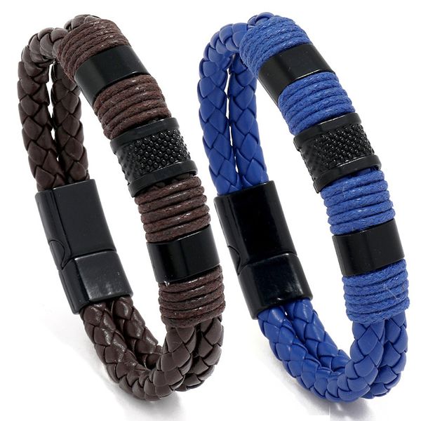 

bangles bracelet fashion jewelry simple woven men's and women's leather black magnet buckle pu rope