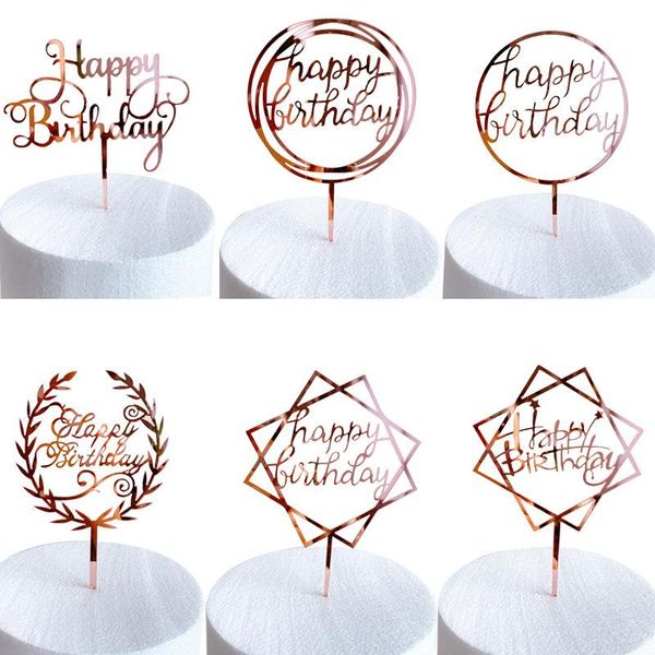 

other festive & party supplies acrylic rose gold happy birthday cake er decorating baking decoration girl for baby shower favors