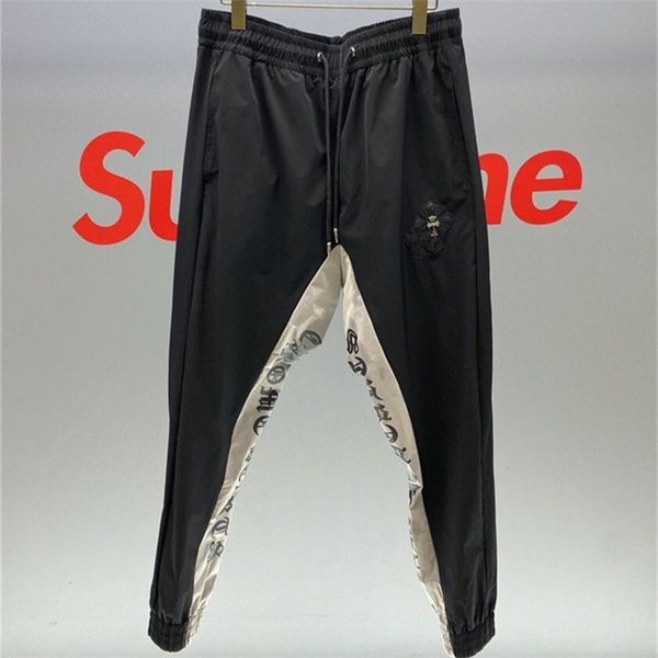 

sanskrit casual printing pants letter men's on with the inner legs of new summer crosin cross, Black