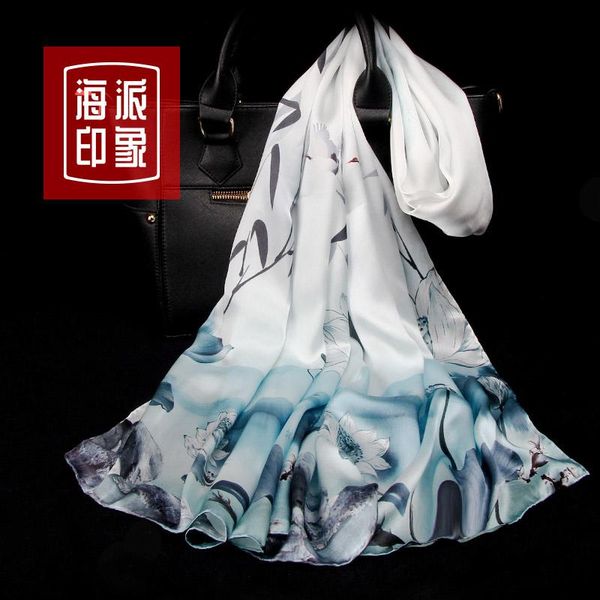 

scarves shanghai impression xia qiu dong hangzhou silk female joker 100% counters authentic mulberry scarf, Blue;gray