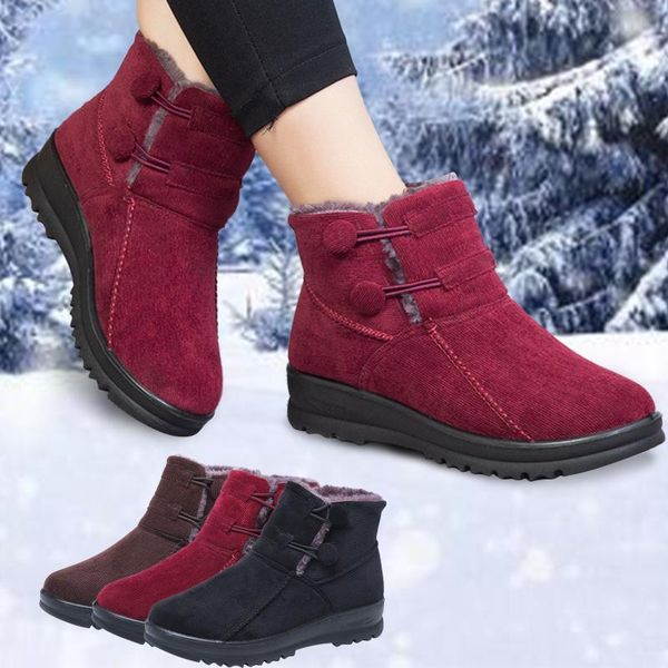 

boots winter women's shoes 2021 outdoor warm comfortable plus velvet thick cotton snow ankle casual, Black
