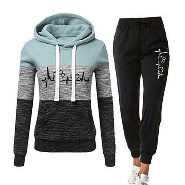

tracksuit for women casual two piece set suit female hoodies and pants outfits 's clothing autumn 210930, White
