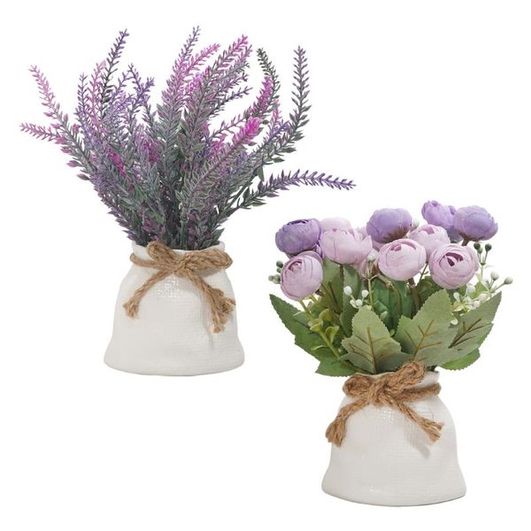 

decorative flowers & wreaths lifelike artificial bouquet faux with resin vase plant potted for wedding home bedroom living room table decor