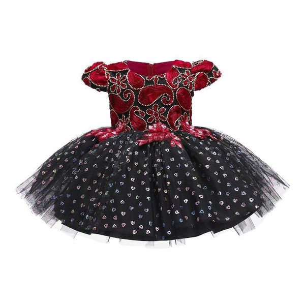 

girl's dresses 2021 christmas vintage born baptism 1st birthday dress for baby girl clothing child princess lace wedding party, Red;yellow