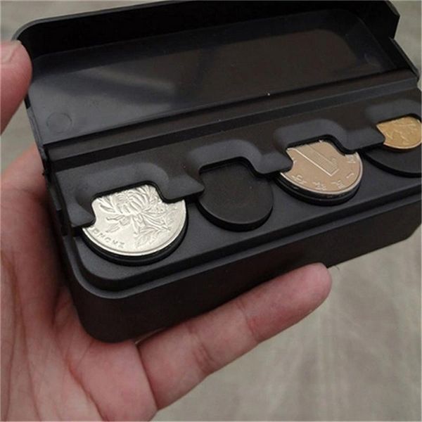

car organizer black plastics coin case change money storage box container holders 4 grid