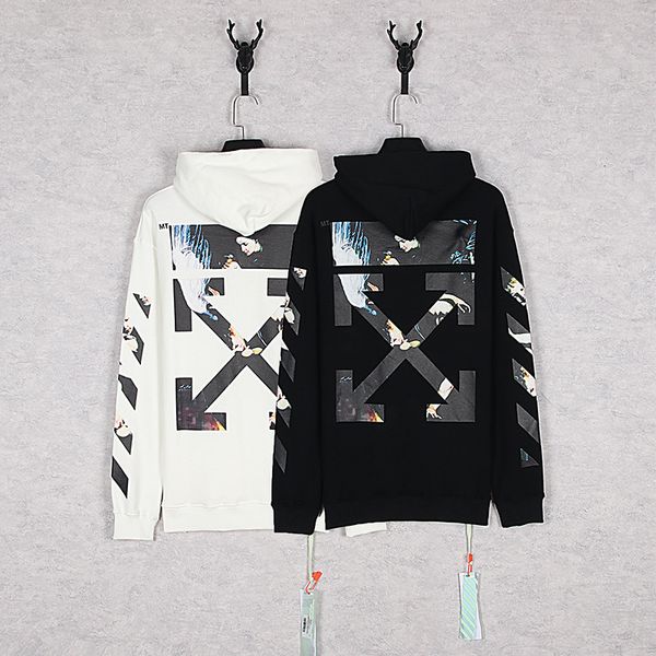 

baroque off angel arrow style hoodie men's casual, Black