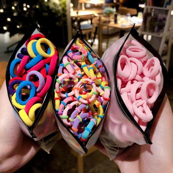 

hair accessories 50/100/200 pcs/bag children cute candy cartoon solid rubber bands girls lovely elastic kids sweet, Slivery;white