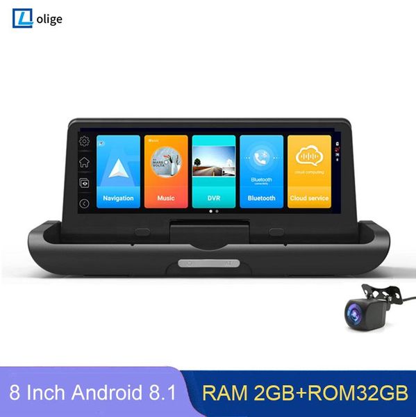 

8 inch 4g adas dash cam dashboard android 8.1 gps navigator fhd 1080p video recorder remote monitor dual lens rear camera car dvr