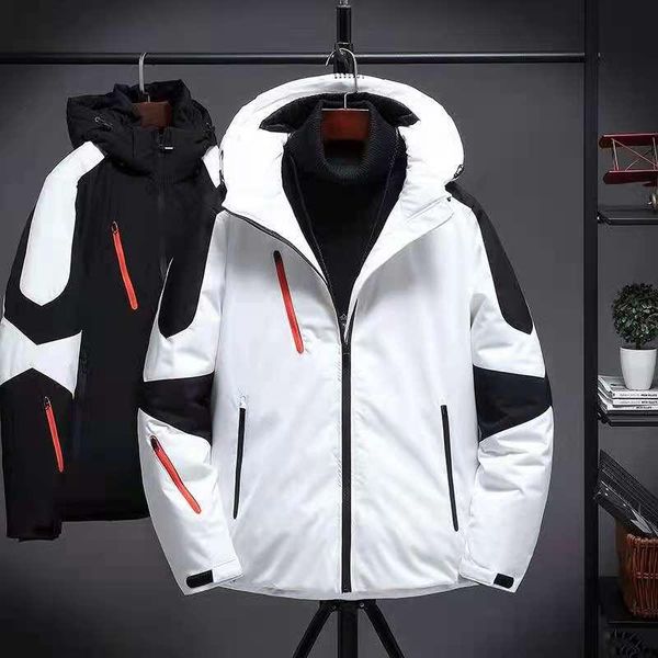 

22 new style, down jacket, men's, short , plush, thickened, warm, color matching, fashion, hooded coat,, Black