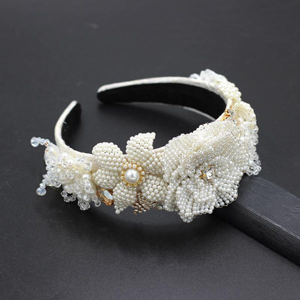

crystal full pearls flower type lady hairband hair hoop bride tiara 100% handmade headwear girls women wedding hair accessories, Golden;silver