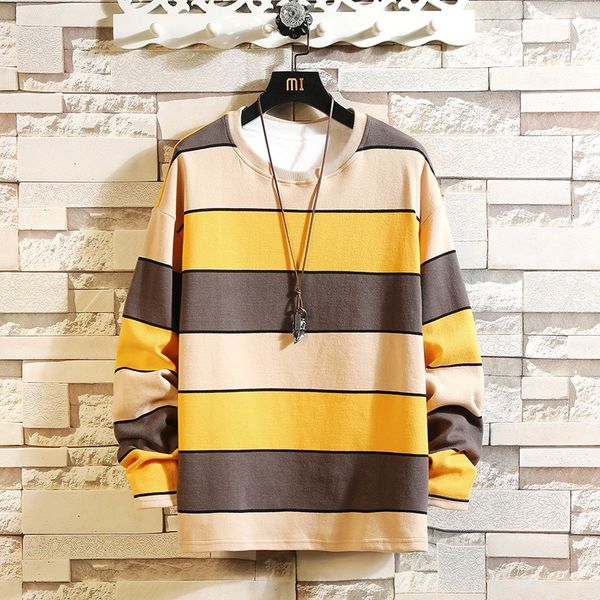 

2021 new korean harajuku men striped swearshirts hip hop oversize man hoodies autumn cotton warm black sweatshirts cvll