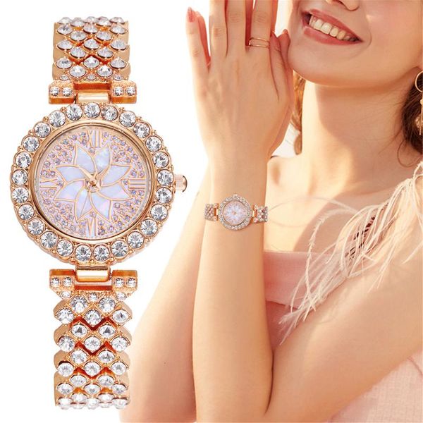 

wristwatches 2021 women watches diamond gold watch ladies rhinestone bracelet woman relogio feminino, Slivery;brown