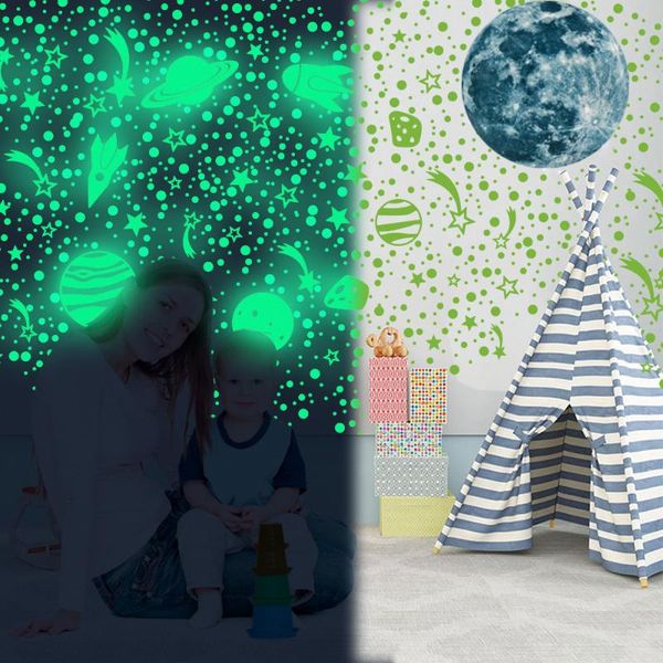 

wall stickers 3d luminous moon home decor kids room ceiling window fluorescent diy universe decals glow in the dark