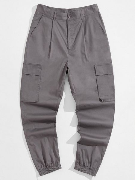 

men flap pocket carrot pants g2bz#, Black