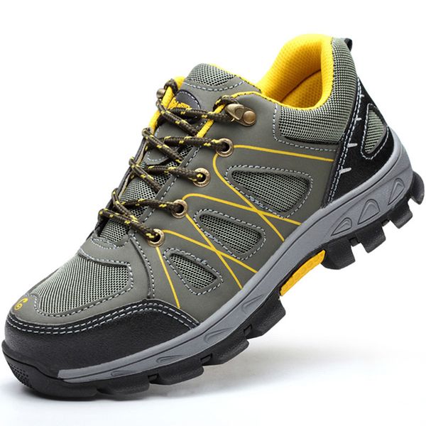 

work shoes men indestructible work sneakers male safety shoes breathable hiking shoes outdoor puncture-proof protective, Black