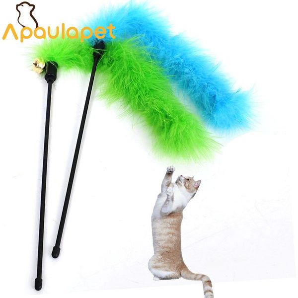 

cat toys apaulapet pet teaser kitten jump training toy colorful feather wand catcher stick mouse