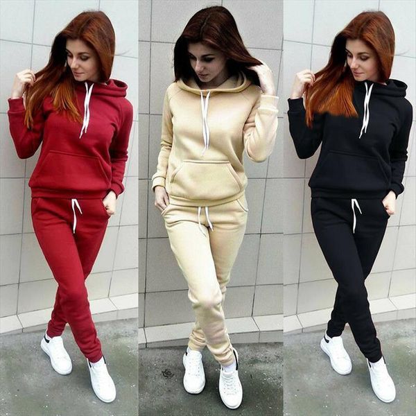 

hoodies sports long sleeve womenpant red sport tracksuit sweatshirt sweat suit jogging set, White